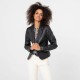 Veste blazer en faux cuir noir