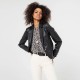 Veste blazer en faux cuir noir