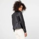 Veste blazer en faux cuir noir