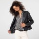 Veste blazer en faux cuir noir