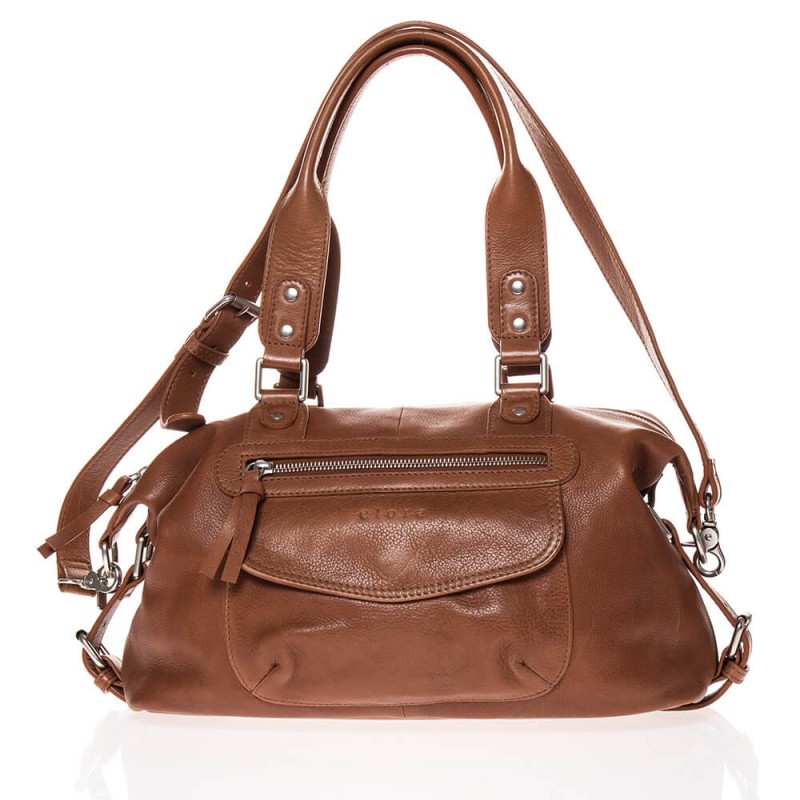 Sac bowling en cuir souple et grainé camel