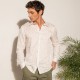 Chemise droite imprimé fleuri beige et ecru 100% coton respopnsable