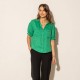 Chemise coupe droite verte 100% lin