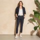 Pantalon de tailleur à fines rayures tennis navy et ocre