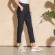 Pantalon de tailleur à fines rayures tennis navy et ocre