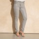 Pantalon coupe slim gris argent en coton responsable