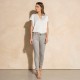 Pantalon coupe slim gris argent en coton responsable