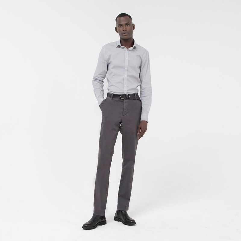 Pantalon coupe chino coloris acier en coton responsable