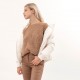 Pull caramel à grosse maille fantaisie ajourée et fil lurex en polyester recyclé