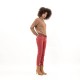 Pantalon coupe slim taille basse teinture vintage cerise