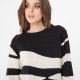 Pull motif graphique noir et beige