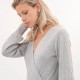 Pull cache-cœur gris manches bouffantes en viscose durable