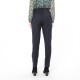 Pantalon bleu et noir allure smocking coupe cigarette en polyester recyclé