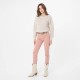 Pantalon coupe slim taille basse teinture vintage rose