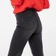 Jean noir forme flare cropped 7/8ème effet rock en coton responsable