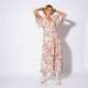 Robe longue imprimé rose et écru 100% viscose durable