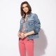 Blouson en denim bleu et patch façon drapeau 100% coton responsable