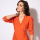 Robe portefeuille orange en lyocell