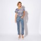 Jean flare cropped en denim bleu et coton responsable