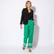 Pantalon Palazzo en lin vert avec broderies