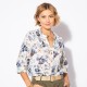 Blouse bohème en voile de coton responsable imprimé bleu lagon