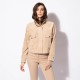 Blouson bomber coupe courte beige en matière suédine