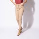 Pantalon coupe slim beige en lyocell