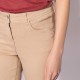 Pantalon coupe slim beige en lyocell