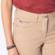 Pantalon coupe slim beige en lyocell