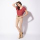 Pantalon coupe slim beige en lyocell