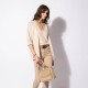 Pantalon coupe slim beige en lyocell